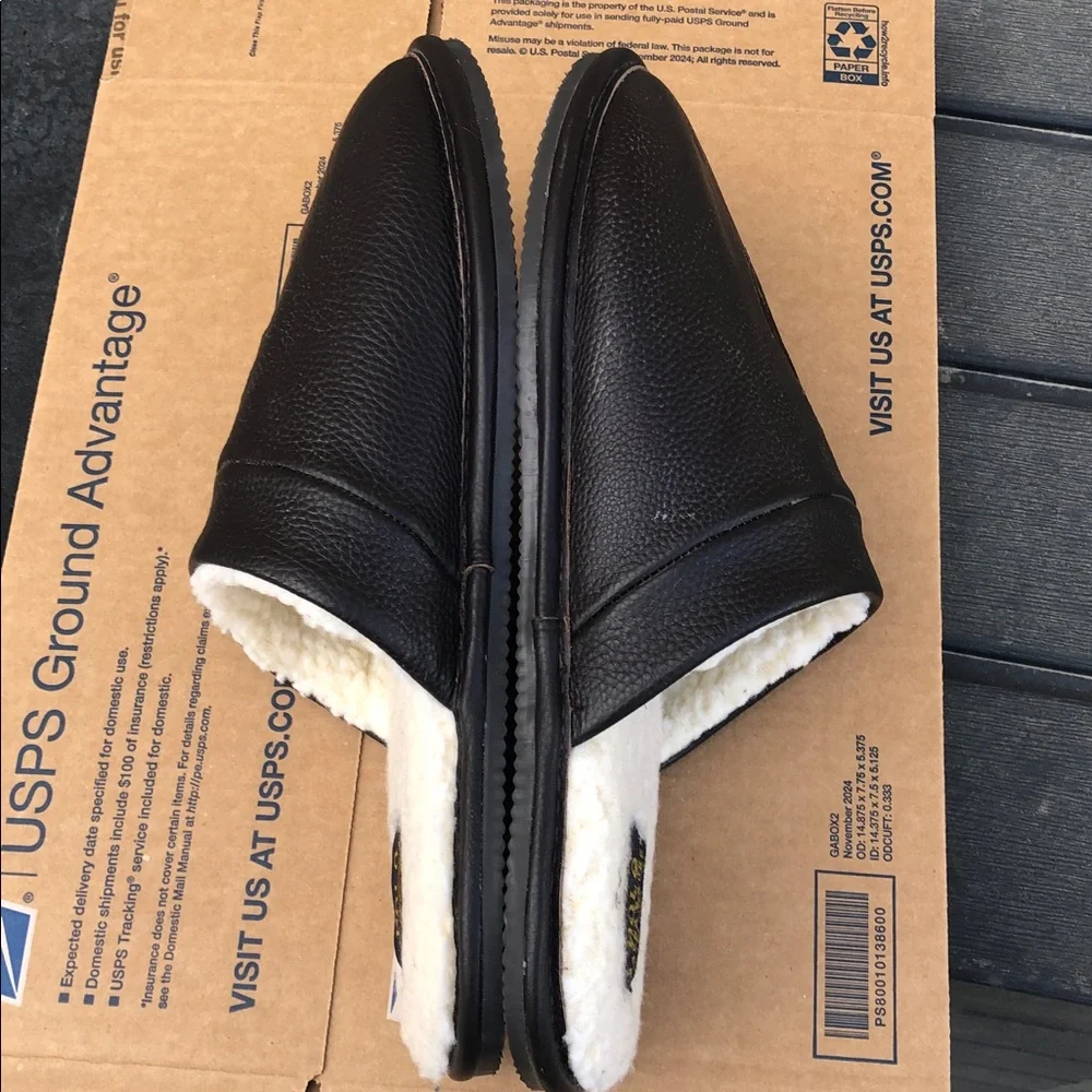 Polo by Ralph Lauren Dark Brown Leather  Big Pony Slip-On Slippers used 11/12